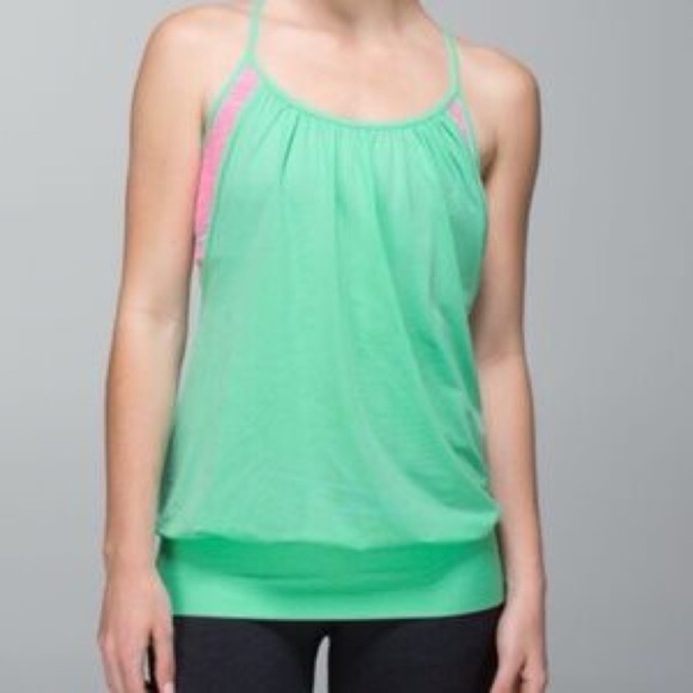LULULEMON No Limits Tank Top Opal Neon Pink SEA-FOAM GREEN AND PINK TANK TOP - Picture 7 of 8
